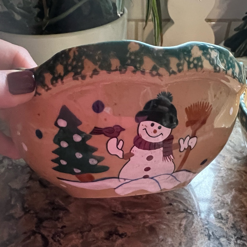 2 Snowman Ceramic Bowls, 2 Different Sizes ⛄️⛄️⛄️⛄️⛄️⛄️⛄️⛄️⛄️⛄️ - Picture 2 of 6